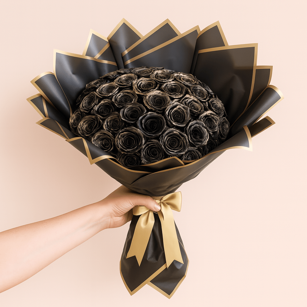Ramo Buchon Black Roses