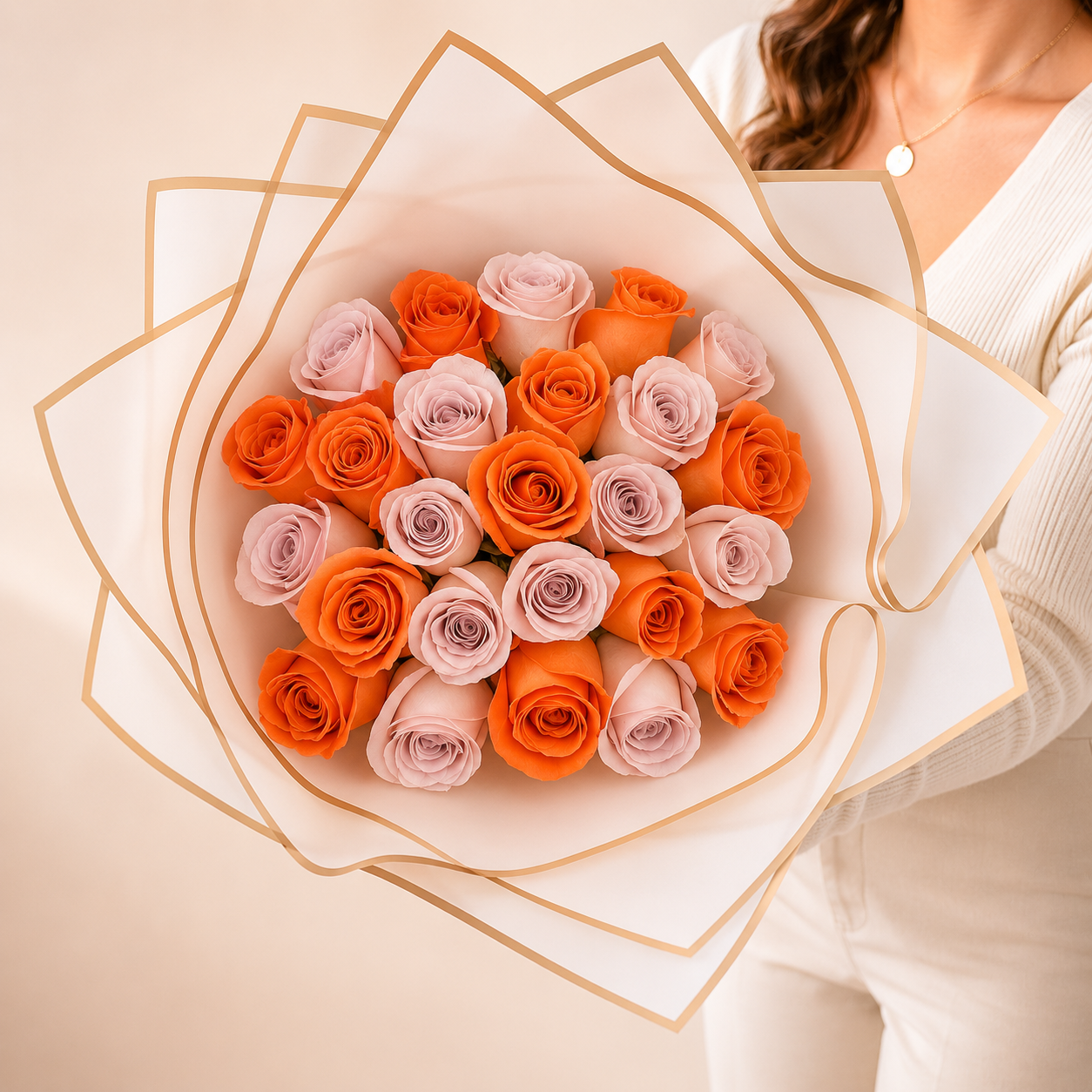 Ramo Buchon 25 Pink and Orange roses