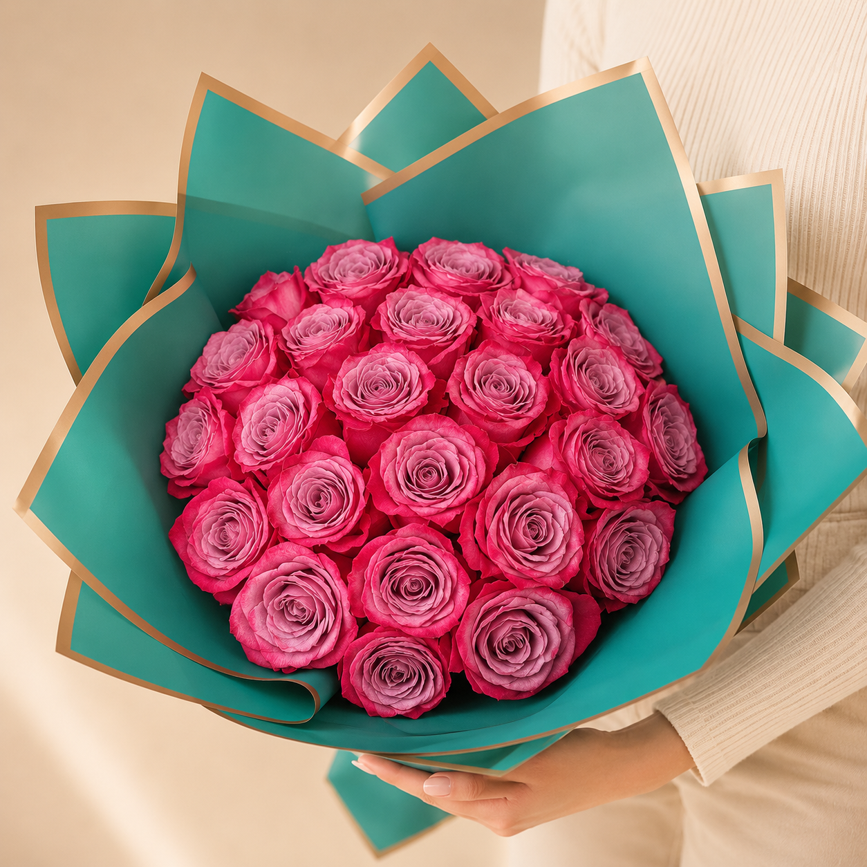 Ramo Buchon 25 Purple Roses