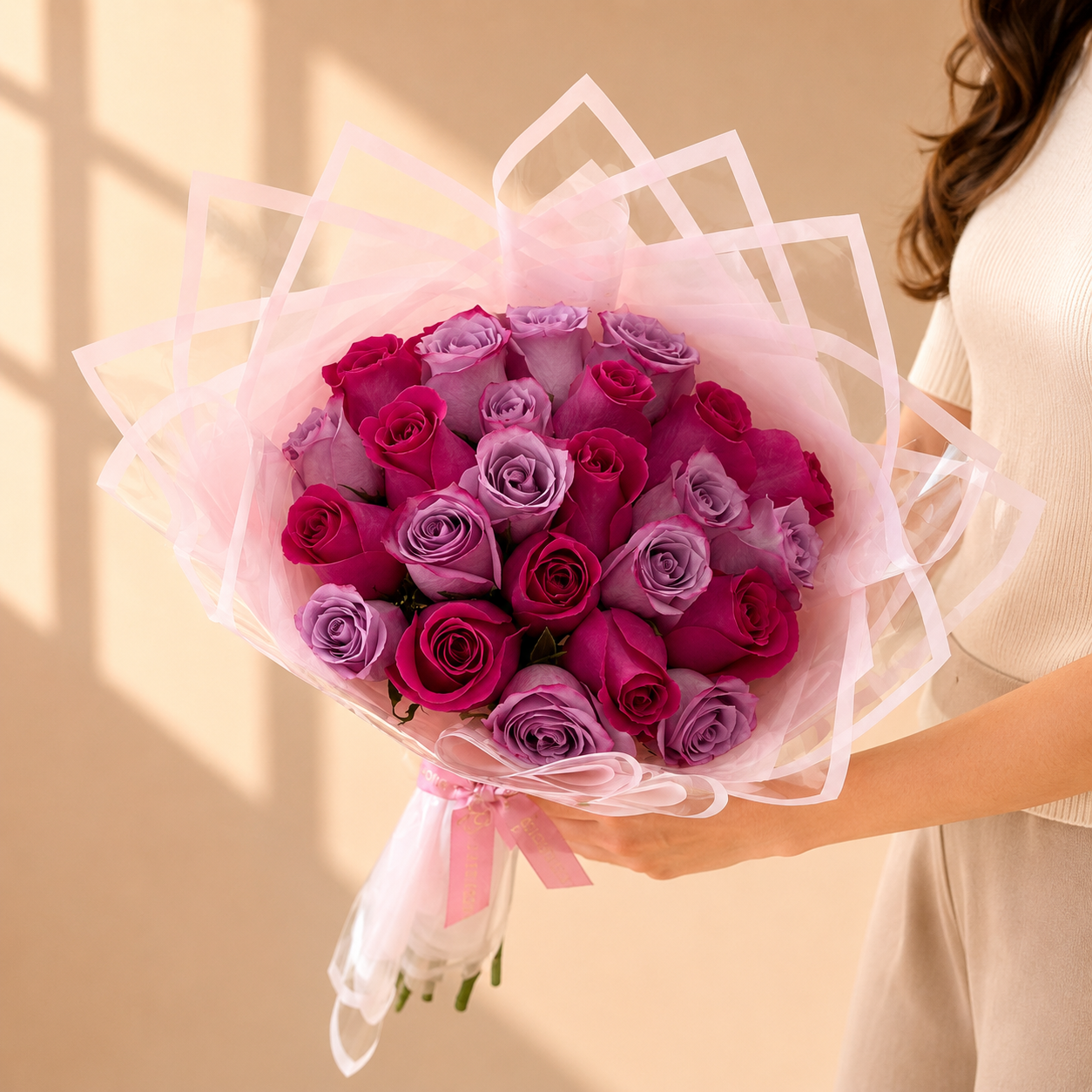 Ramo Buchon Hot Pink and Purple roses