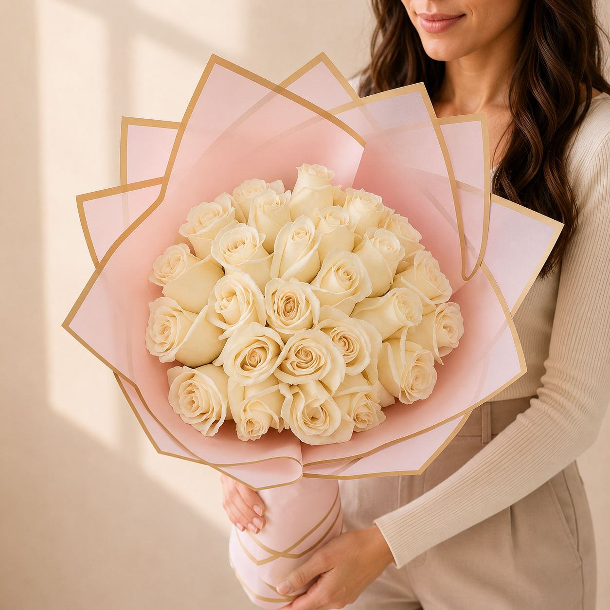 Ramo Buchon 25 White roses