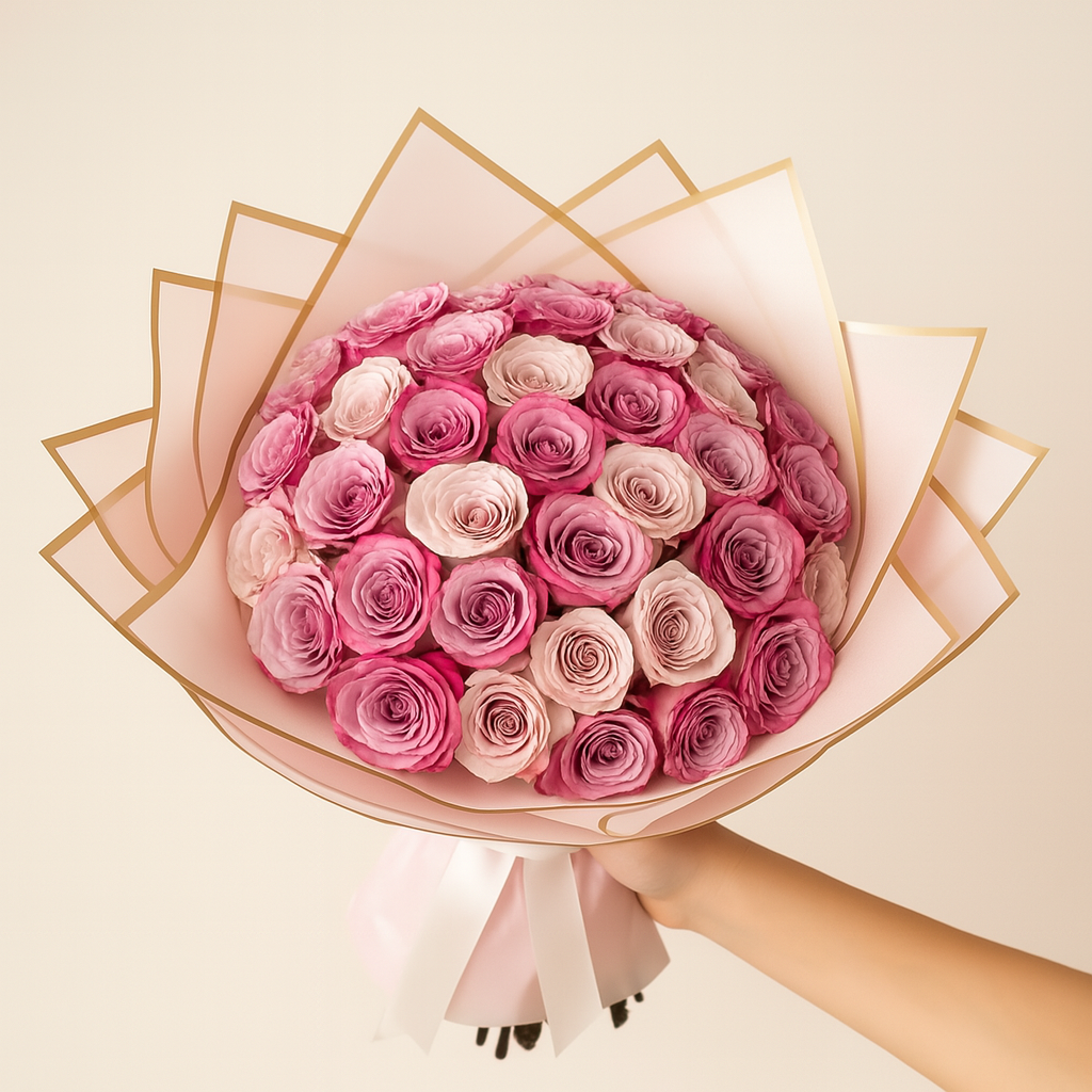 Ramo Buchon 25 Pink and Purple roses