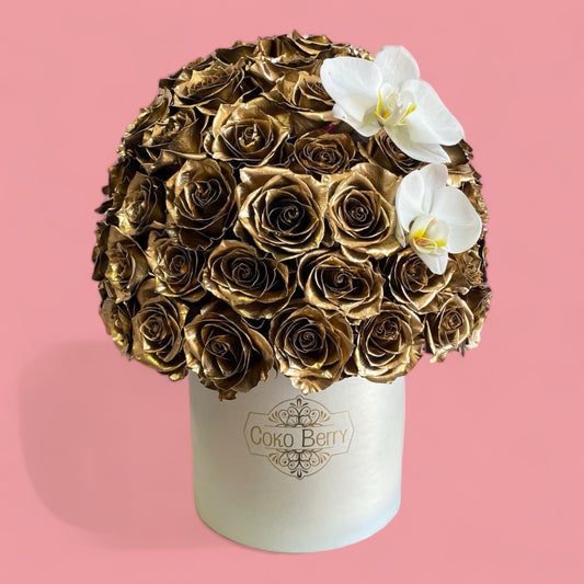 Gold Roses And Orchids Box
