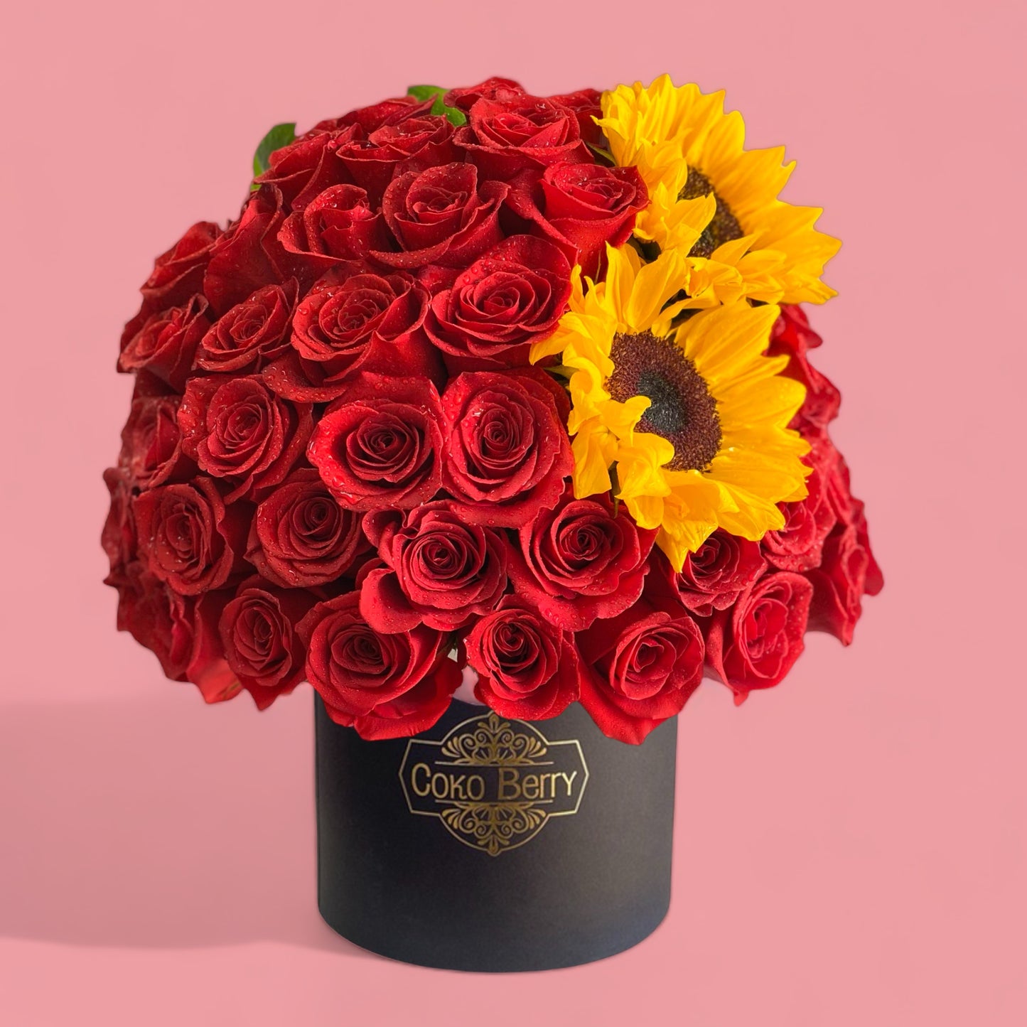 Roses and Sunflowers in a Box