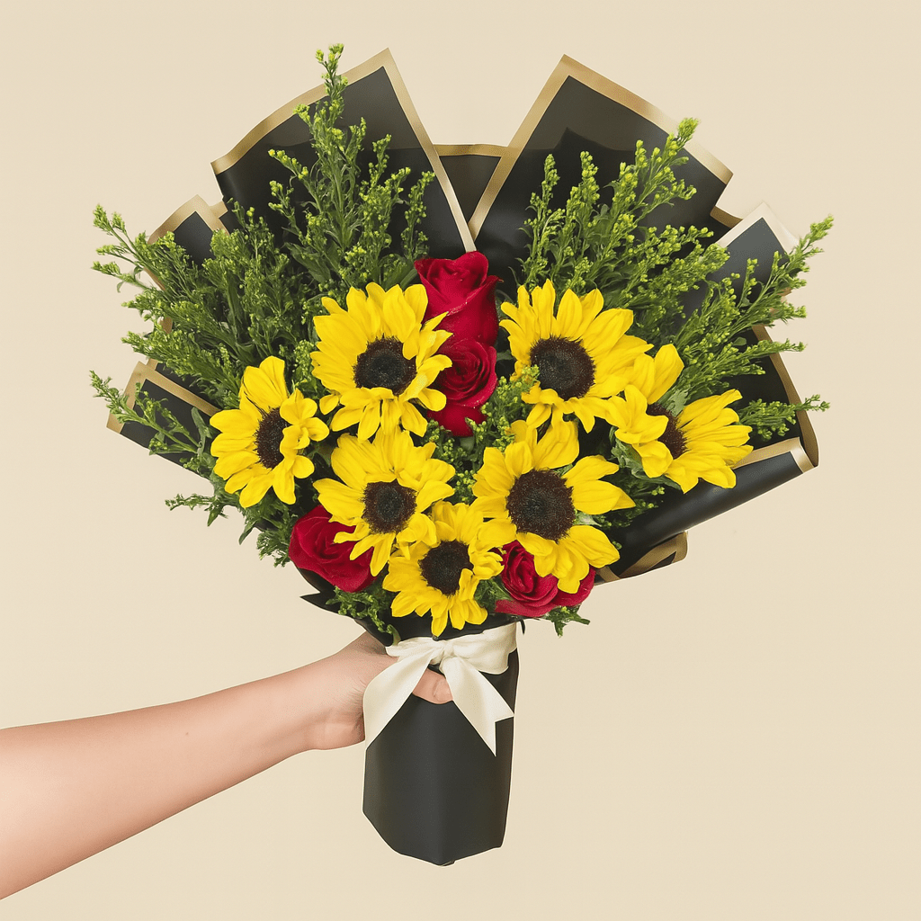 Korean Roses & Sunflowers bouquet