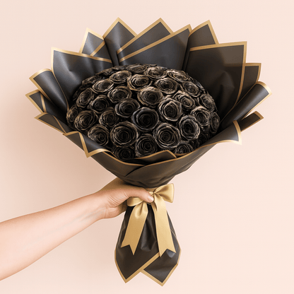 Ramo Buchon Black Roses