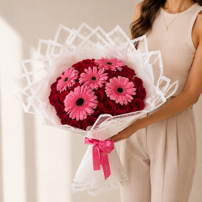 Ramo Buchon Red Roses and Gerberas