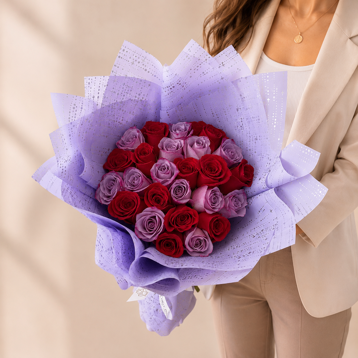 Ramo Buchon Red and Purple Roses