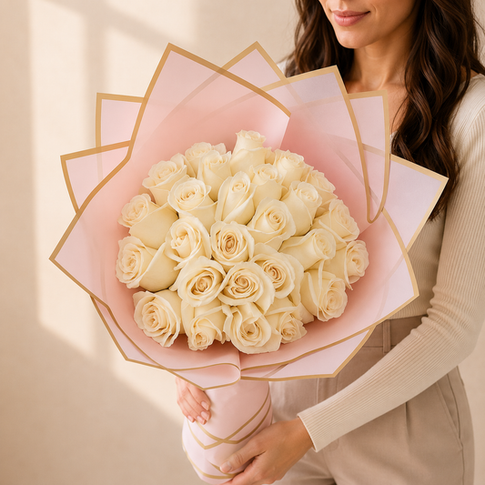 Ramo Buchon 25 White roses