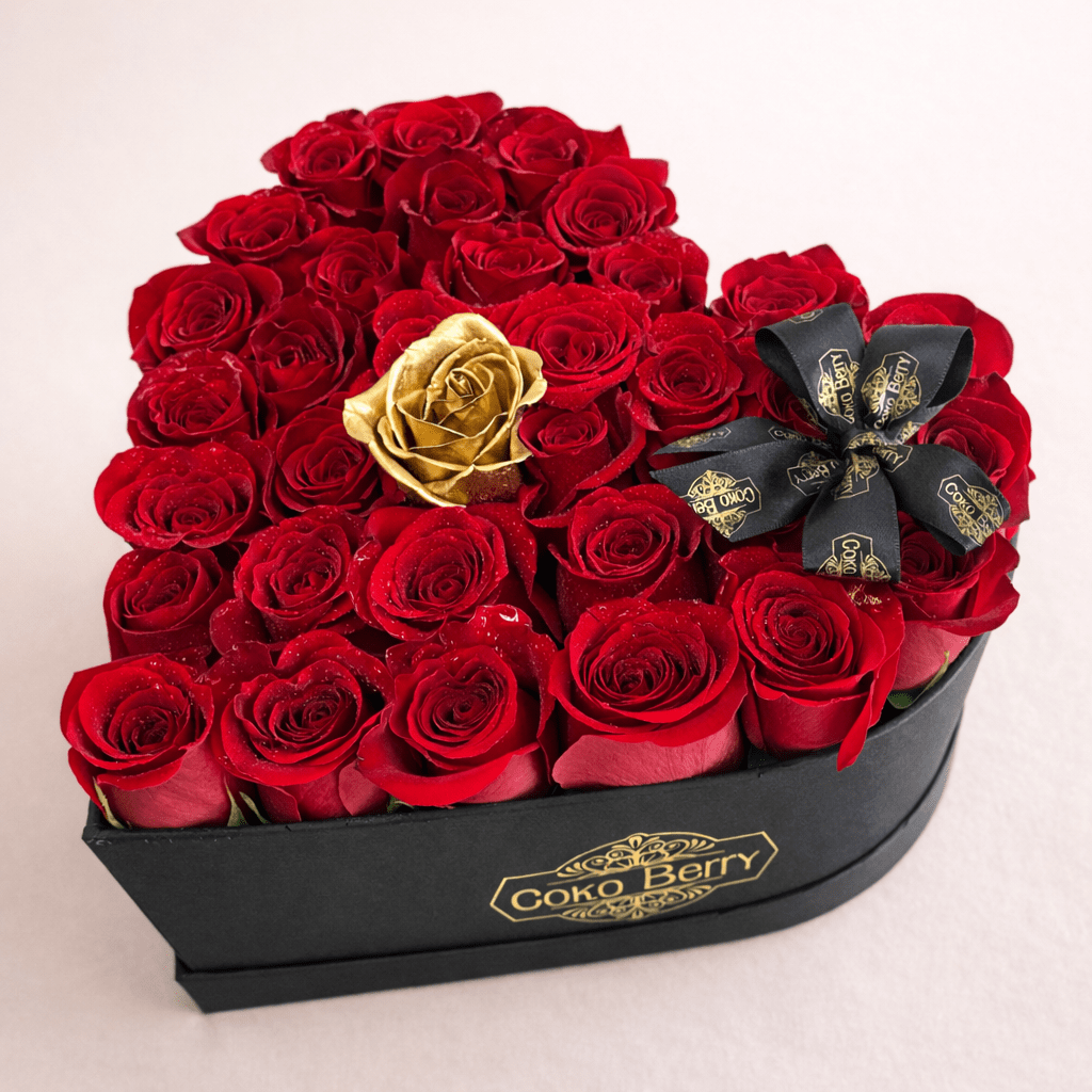 I Love You Roses Heart Arrangement Same Day Delivery Dallas TX - Coko Berry Flowers