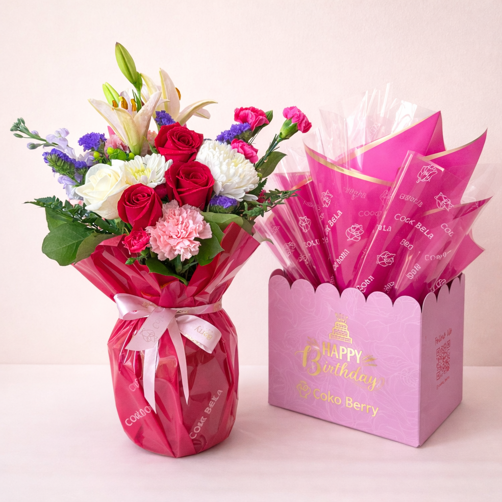 Happy Birthday Flowers Box Gift Delivery Dallas TX - Coko Berry Flowers