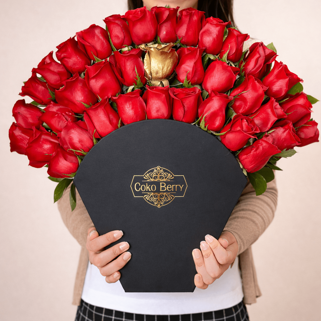 Lovely Sunset Roses Box Colorful Arrangement Delivery Dallas TX - Coko Berry Flowers