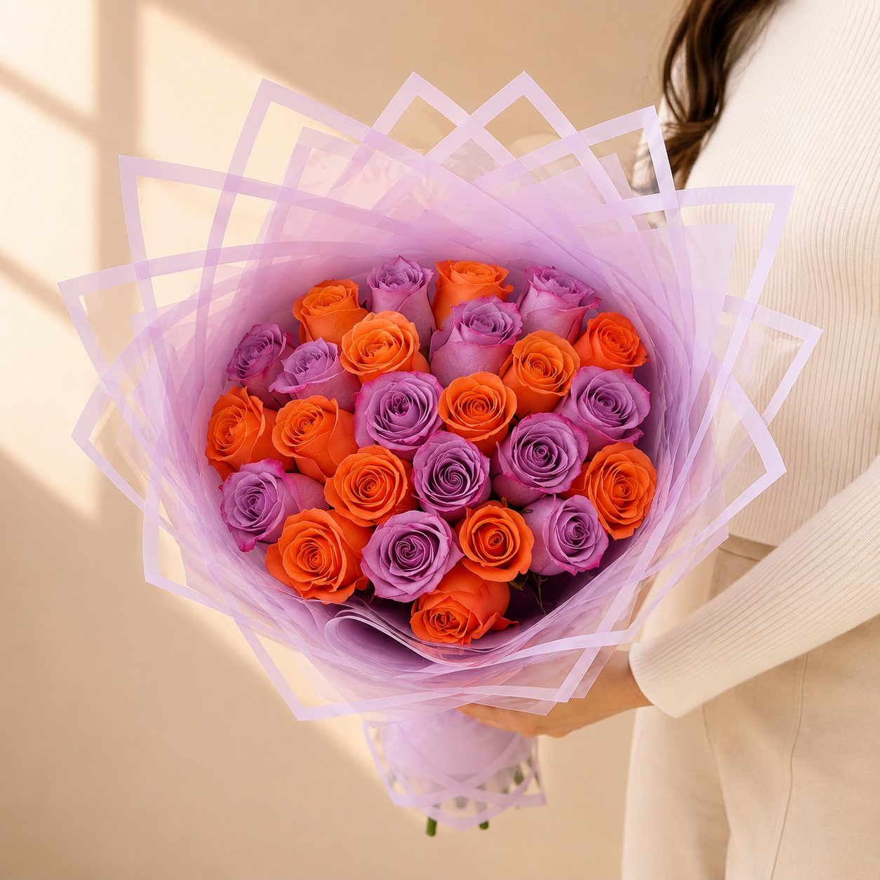 Ramo Buchon Orange and Purple roses