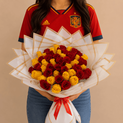 Ramo Buchon Red and Yellow Roses