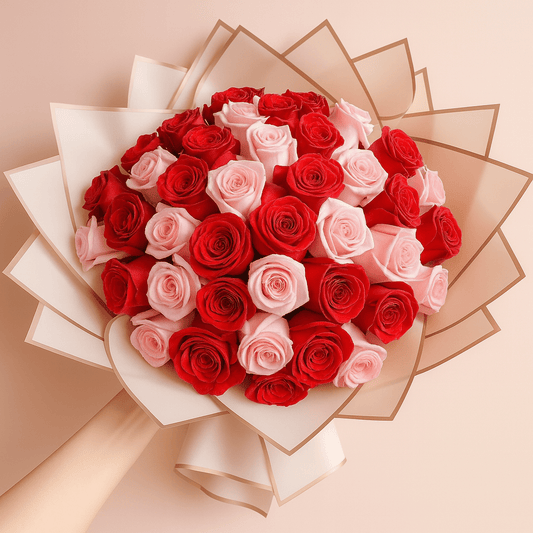 Ramo Buchon 75 Red and Pink roses
