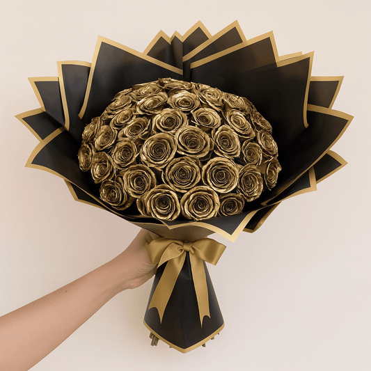 Ramo Buchon Gold Roses
