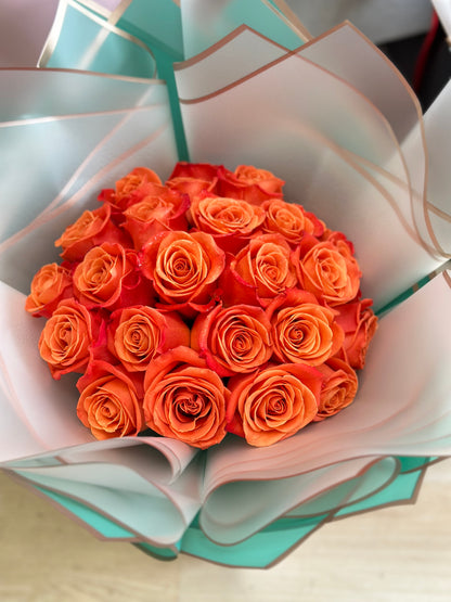 Hand roses bouquet