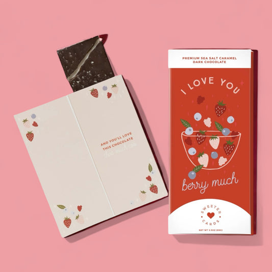 Greeting card with Chocolate - I Love You Berry Much...