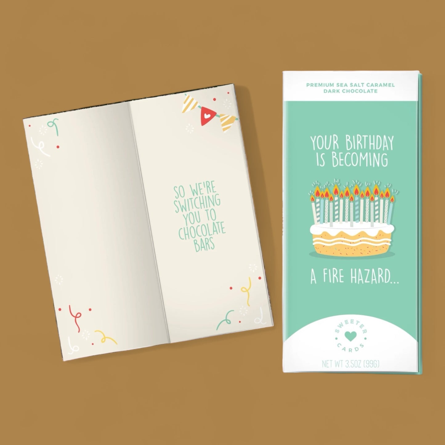 Greeting card with Chocolate - Your Birthday Is A Fire Hazard