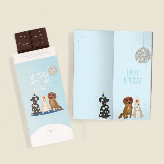 Greeting card with Chocolate - Heard There Was A Pawty