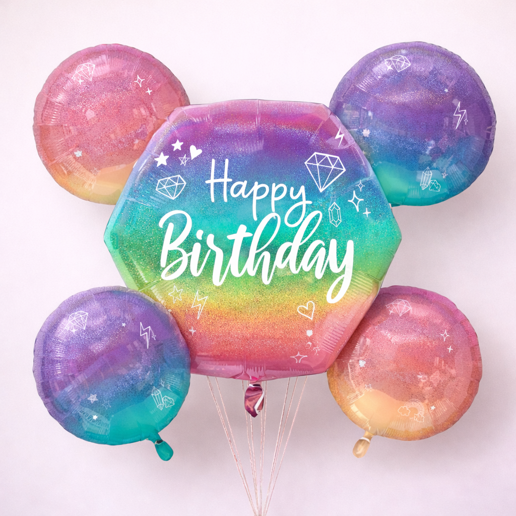 Ombre Sparkle Birthday Balloons Gift Delivery Dallas TX - Coko Berry Flowers